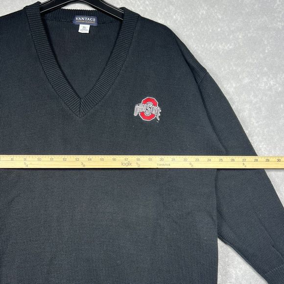 Vantage 90s Knit Sweater Adult XL Black Spell Out Ohio State University MADE USA - Picture 5 of 9